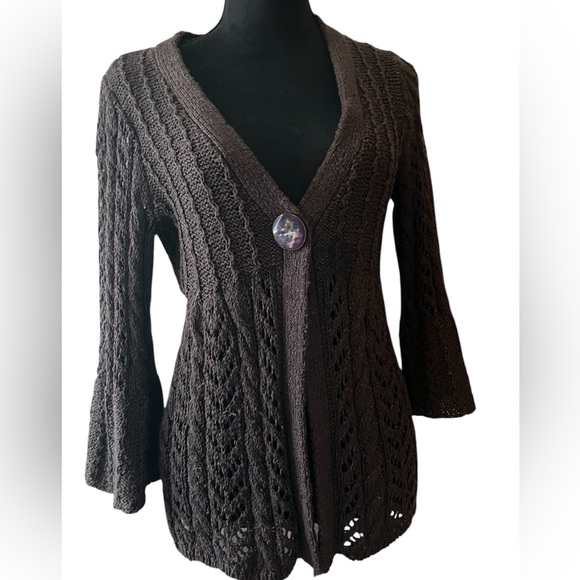 Tweeds Sweaters - Tweeds Loose Knit 3/4 sleeve Cardigan